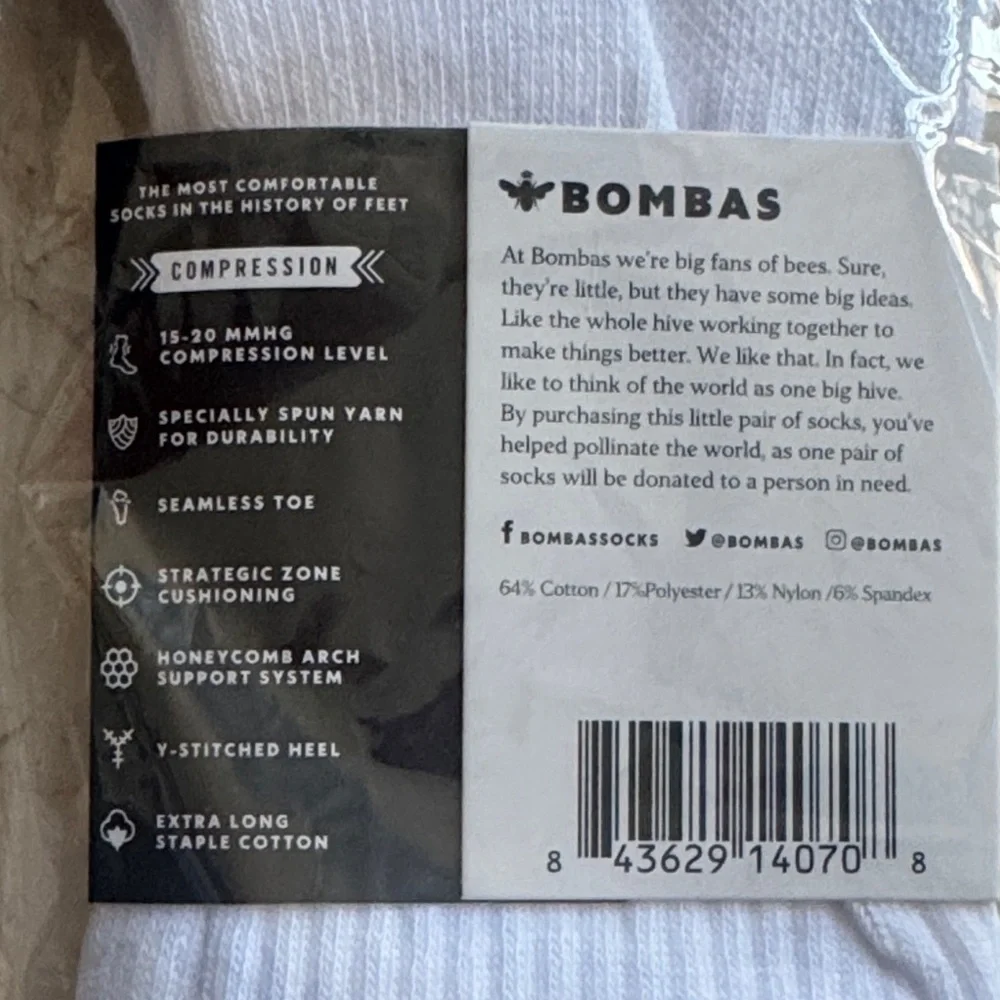 Bombas NWT Unisex sock bundle. 1-4pk no show & 1pr compression size: medium - Picture 5 of 7